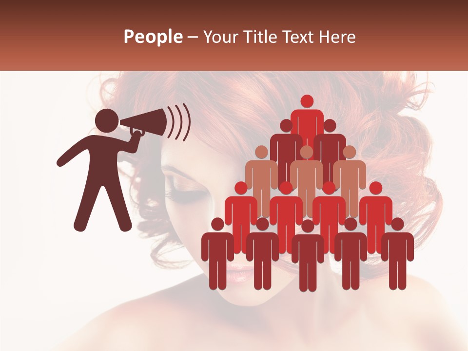 A Woman With Red Hair Is Looking Down PowerPoint Template