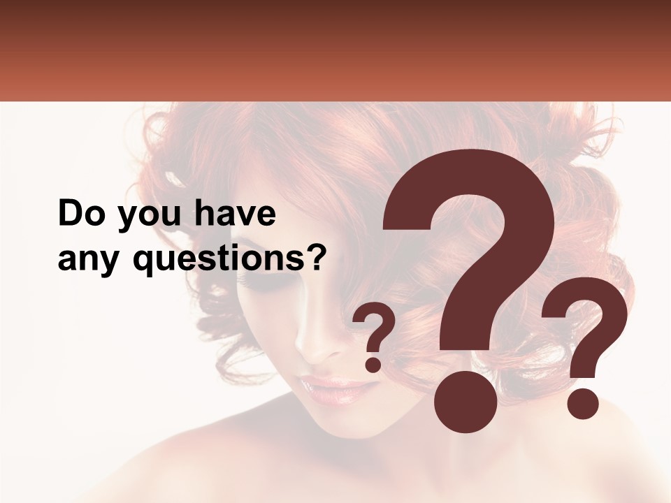 A Woman With Red Hair Is Looking Down PowerPoint Template