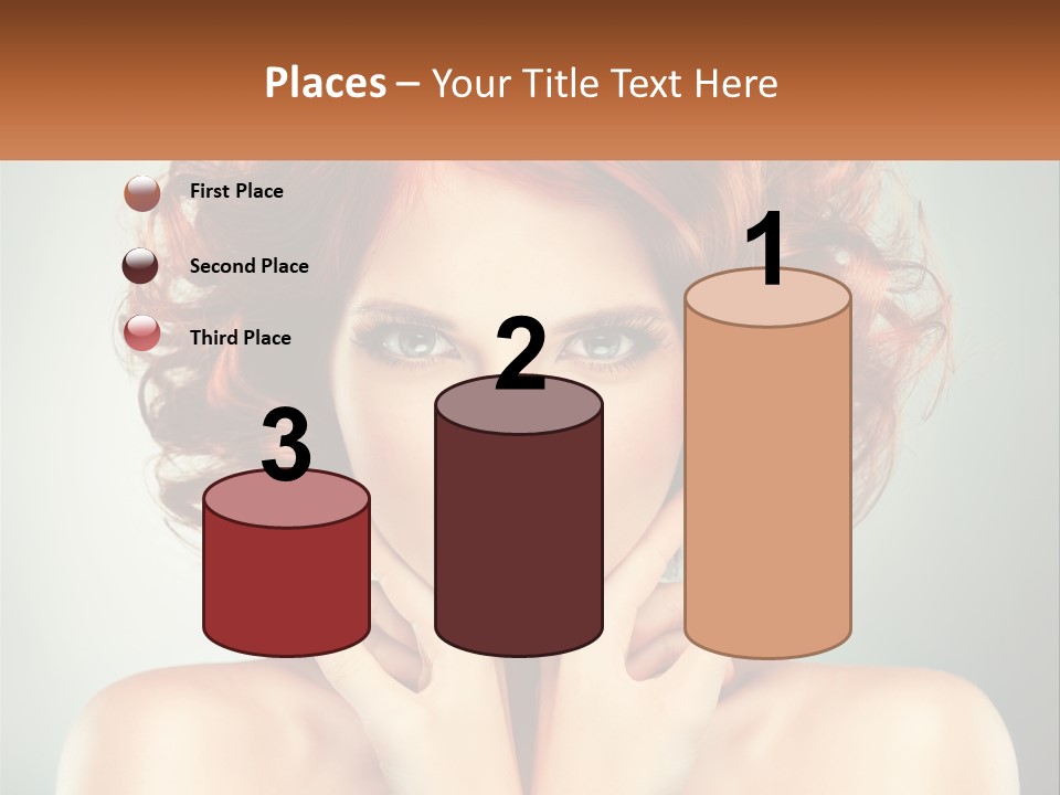 A Beautiful Woman With Red Hair And Blue Eyes PowerPoint Template