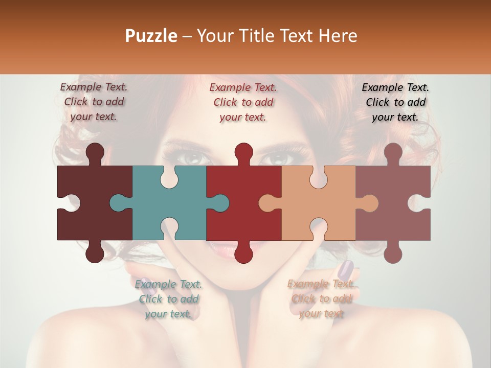 A Beautiful Woman With Red Hair And Blue Eyes PowerPoint Template