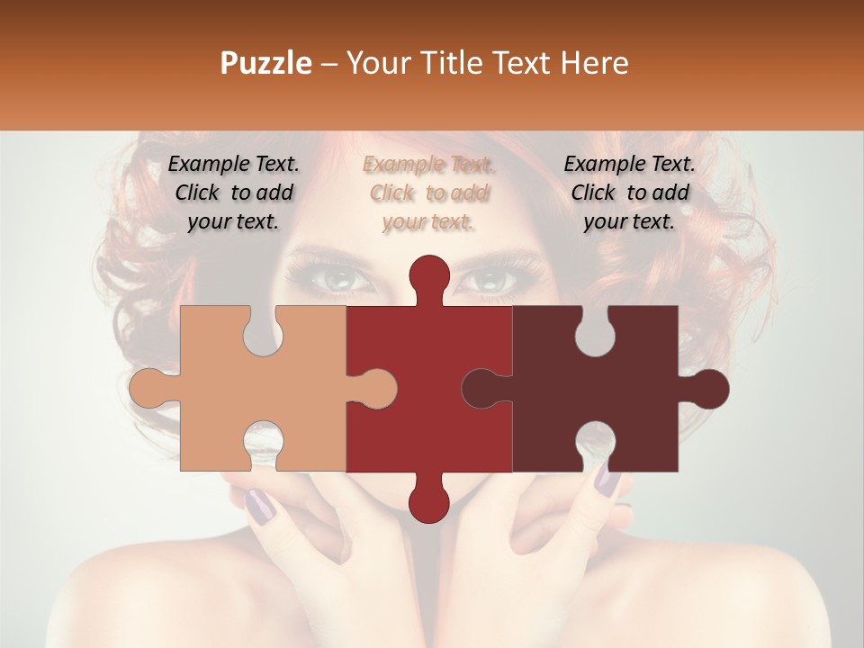 A Beautiful Woman With Red Hair And Blue Eyes PowerPoint Template