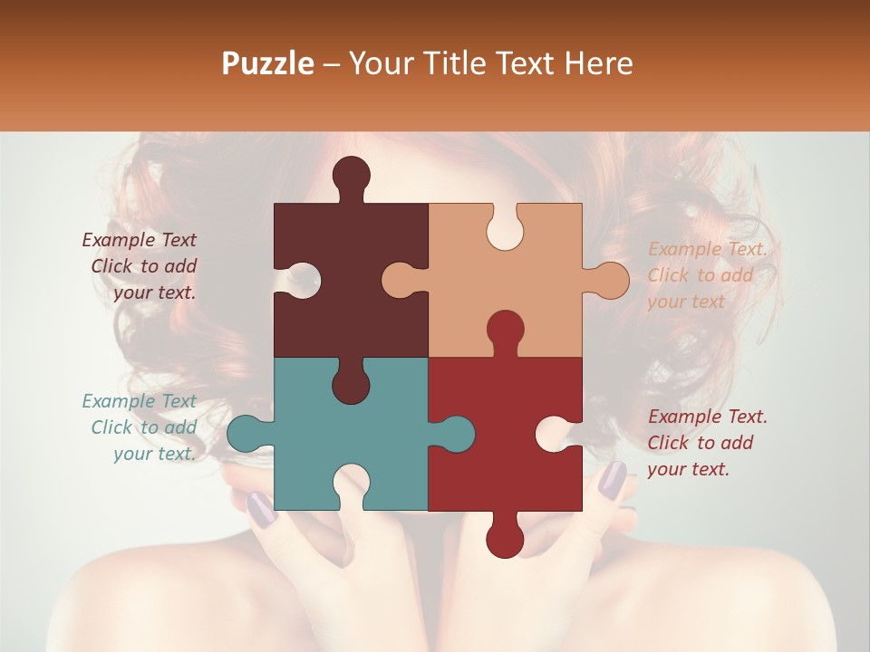 A Beautiful Woman With Red Hair And Blue Eyes PowerPoint Template