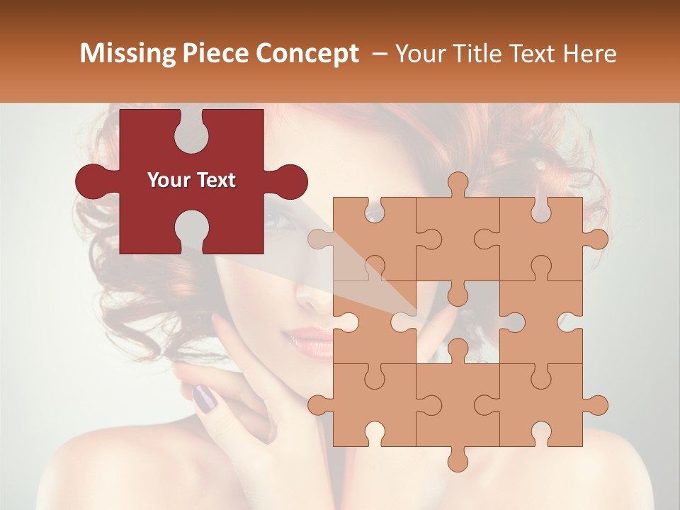 A Beautiful Woman With Red Hair And Blue Eyes PowerPoint Template