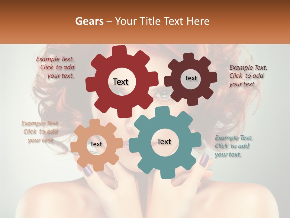 A Beautiful Woman With Red Hair And Blue Eyes PowerPoint Template