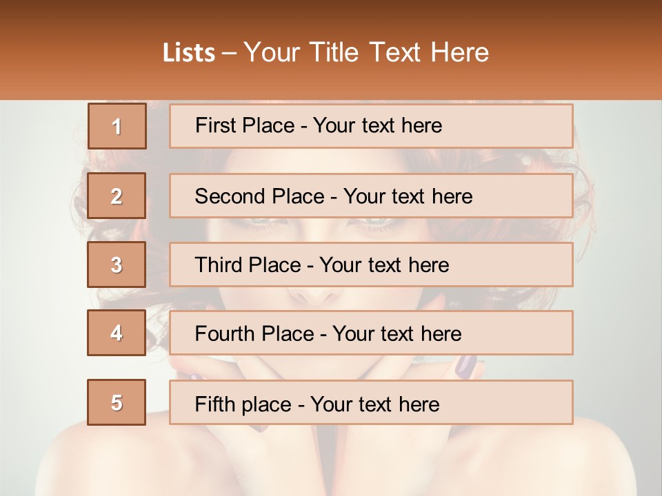 A Beautiful Woman With Red Hair And Blue Eyes PowerPoint Template