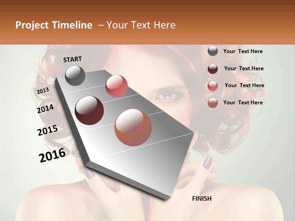 A Beautiful Woman With Red Hair And Blue Eyes PowerPoint Template