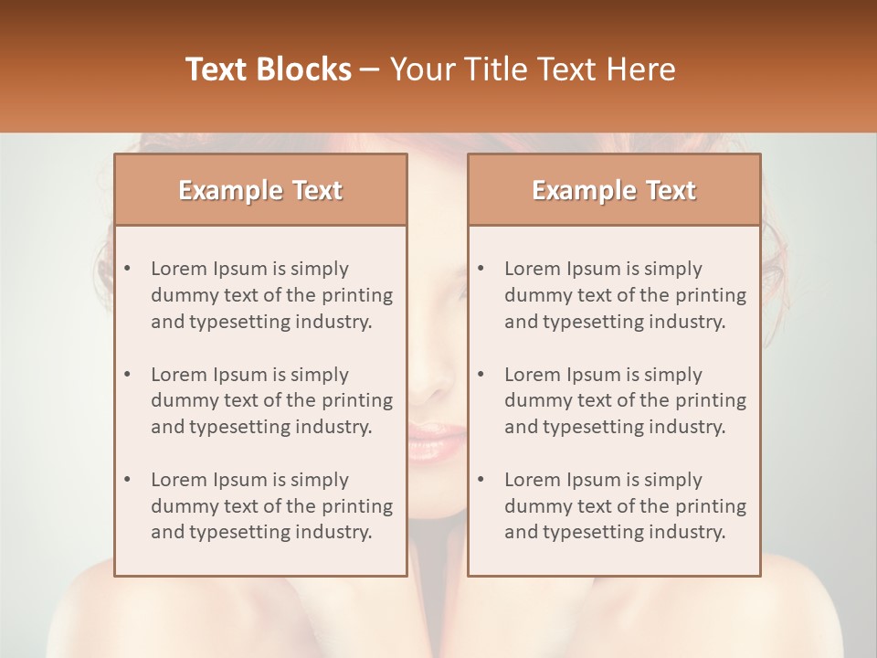 A Beautiful Woman With Red Hair And Blue Eyes PowerPoint Template