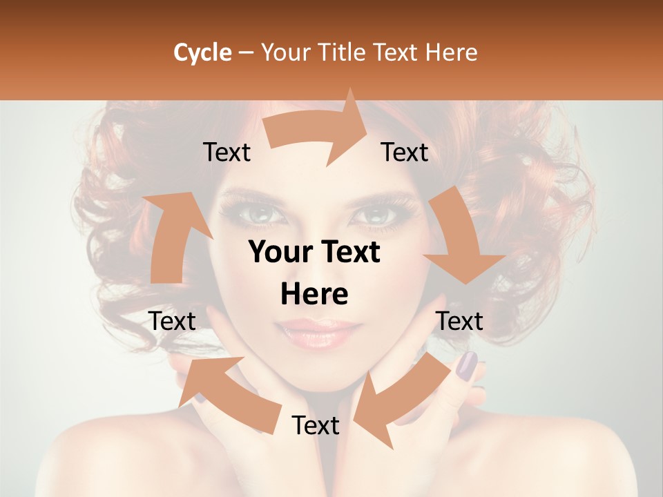 A Beautiful Woman With Red Hair And Blue Eyes PowerPoint Template