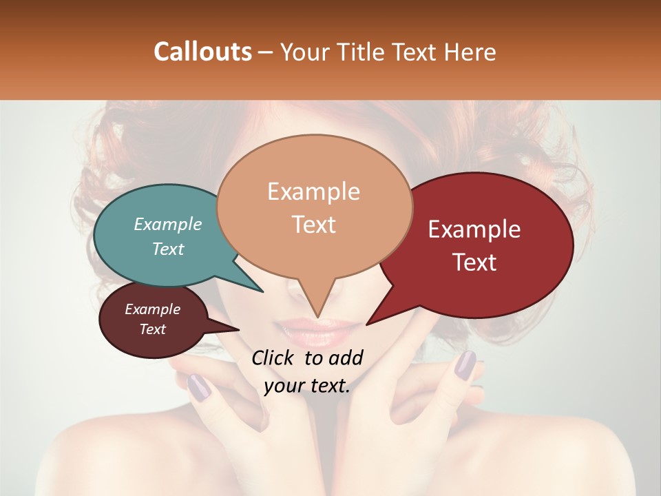 A Beautiful Woman With Red Hair And Blue Eyes PowerPoint Template