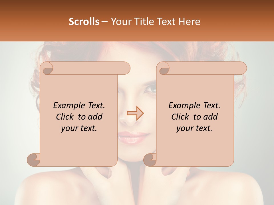 A Beautiful Woman With Red Hair And Blue Eyes PowerPoint Template