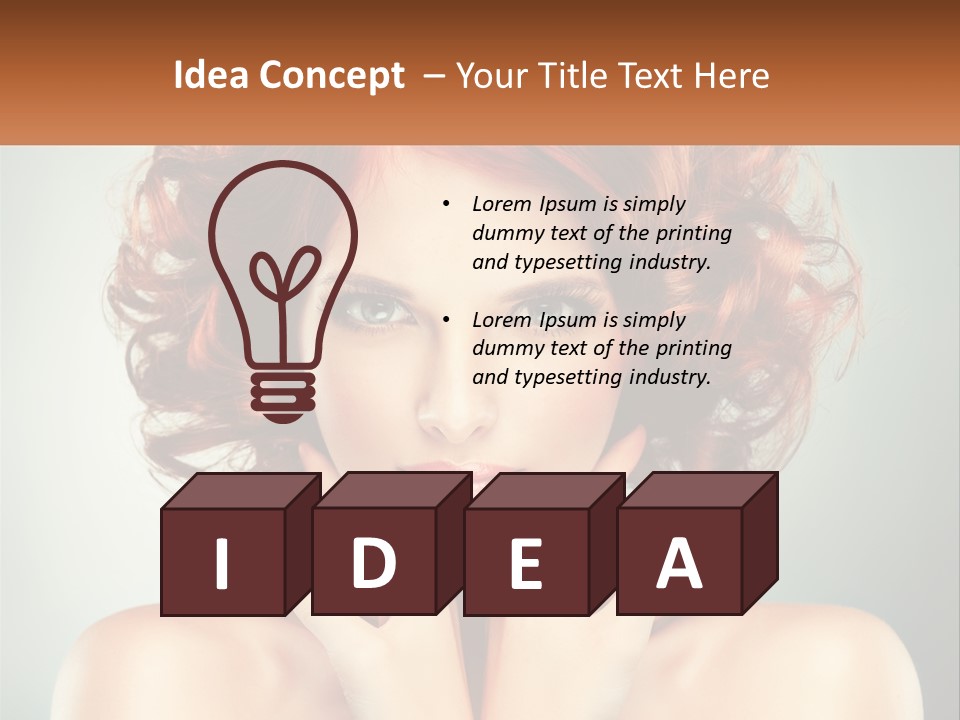 A Beautiful Woman With Red Hair And Blue Eyes PowerPoint Template