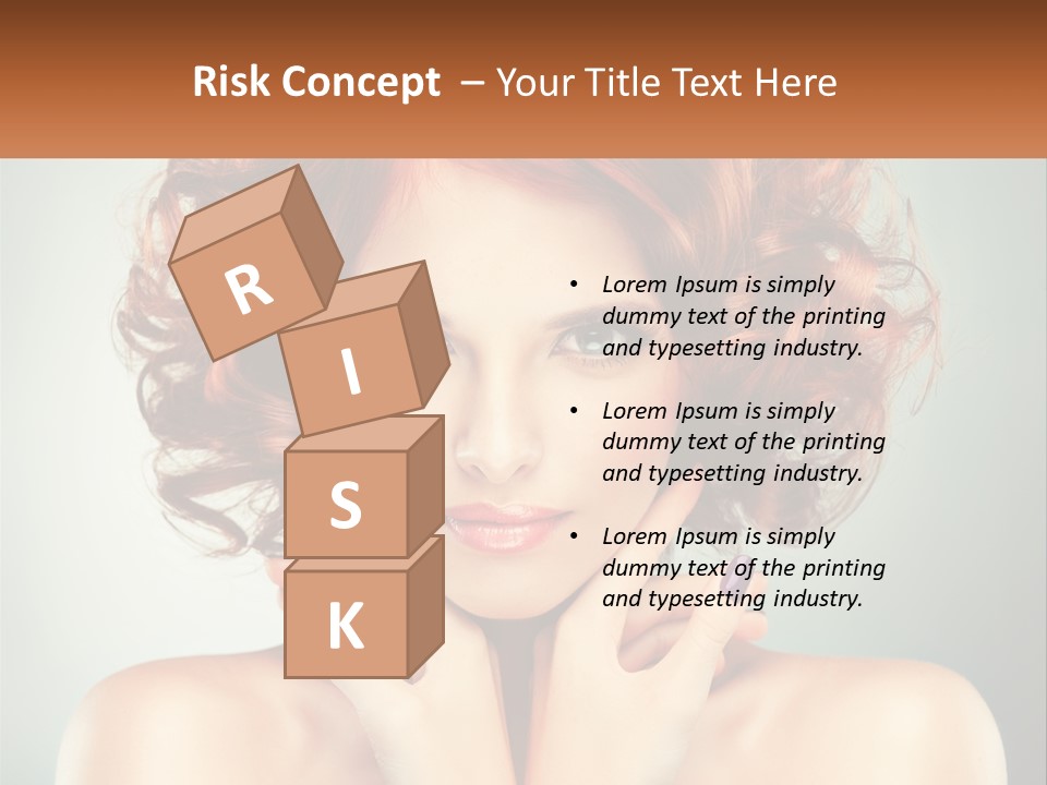 A Beautiful Woman With Red Hair And Blue Eyes PowerPoint Template