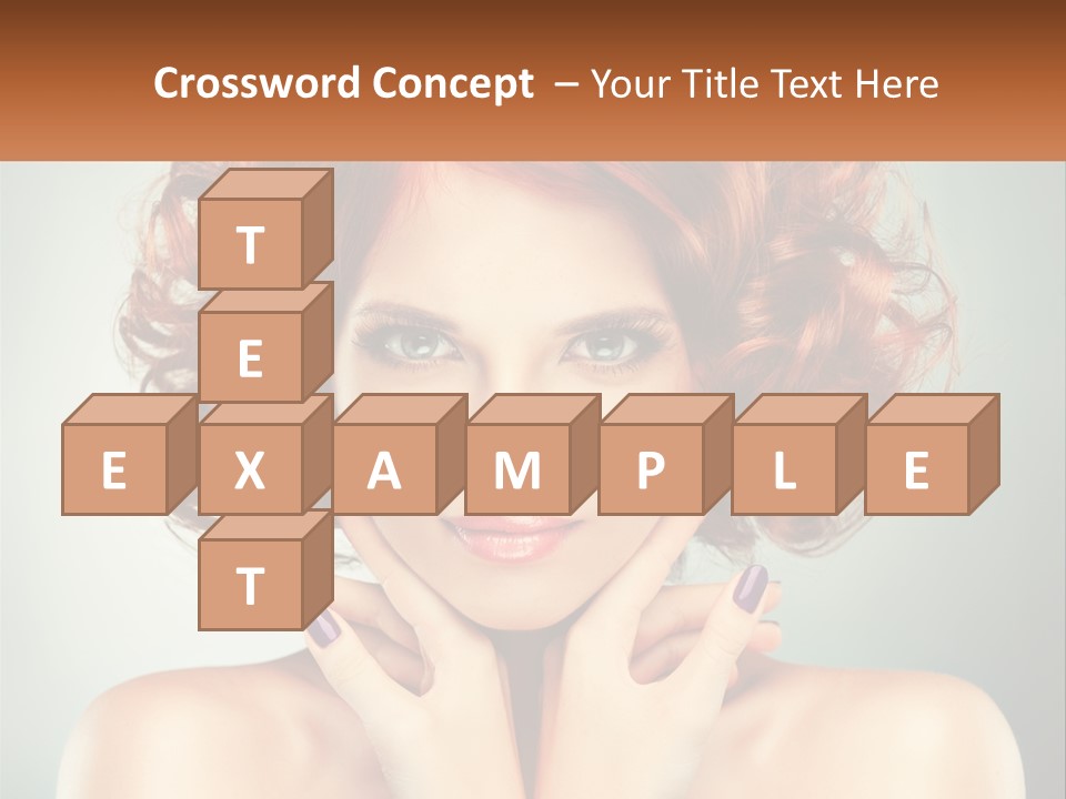 A Beautiful Woman With Red Hair And Blue Eyes PowerPoint Template