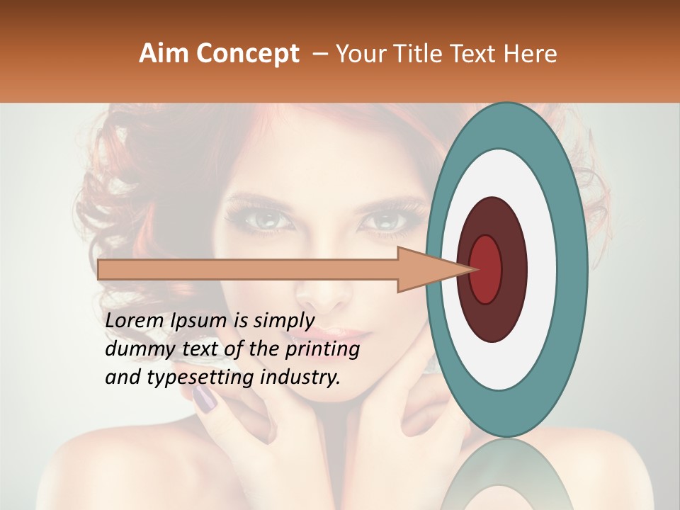 A Beautiful Woman With Red Hair And Blue Eyes PowerPoint Template