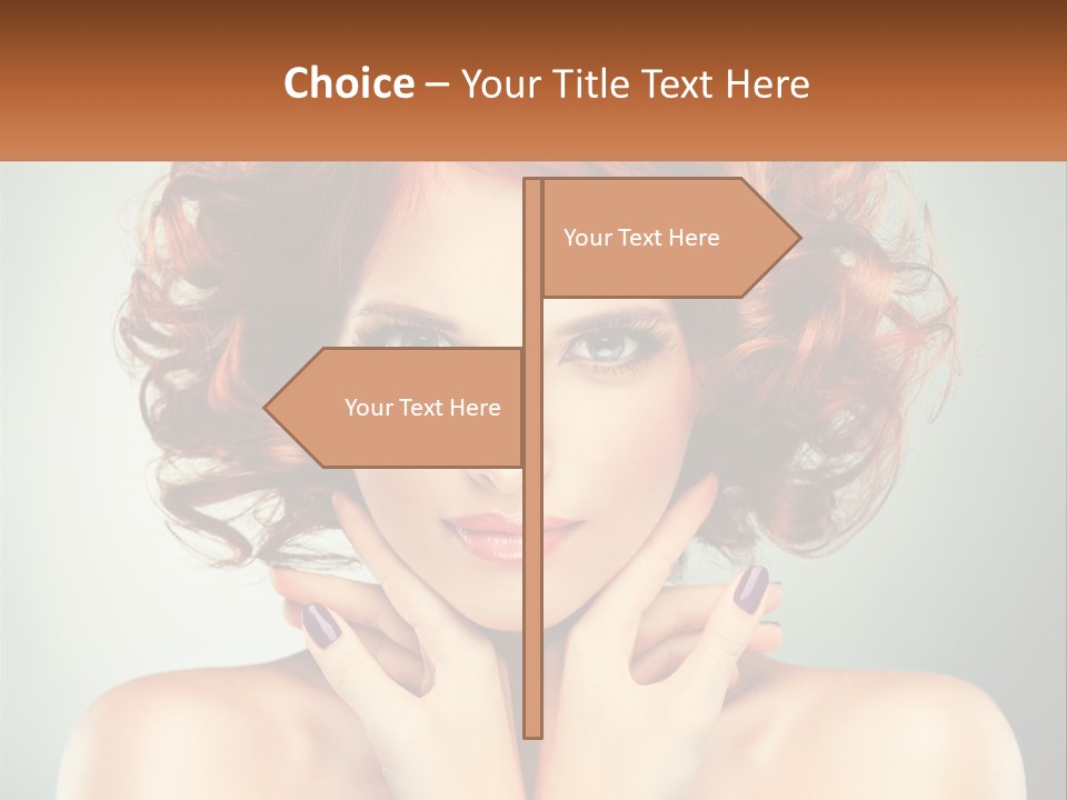 A Beautiful Woman With Red Hair And Blue Eyes PowerPoint Template