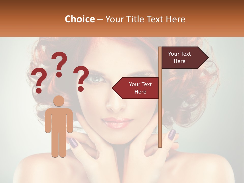 A Beautiful Woman With Red Hair And Blue Eyes PowerPoint Template