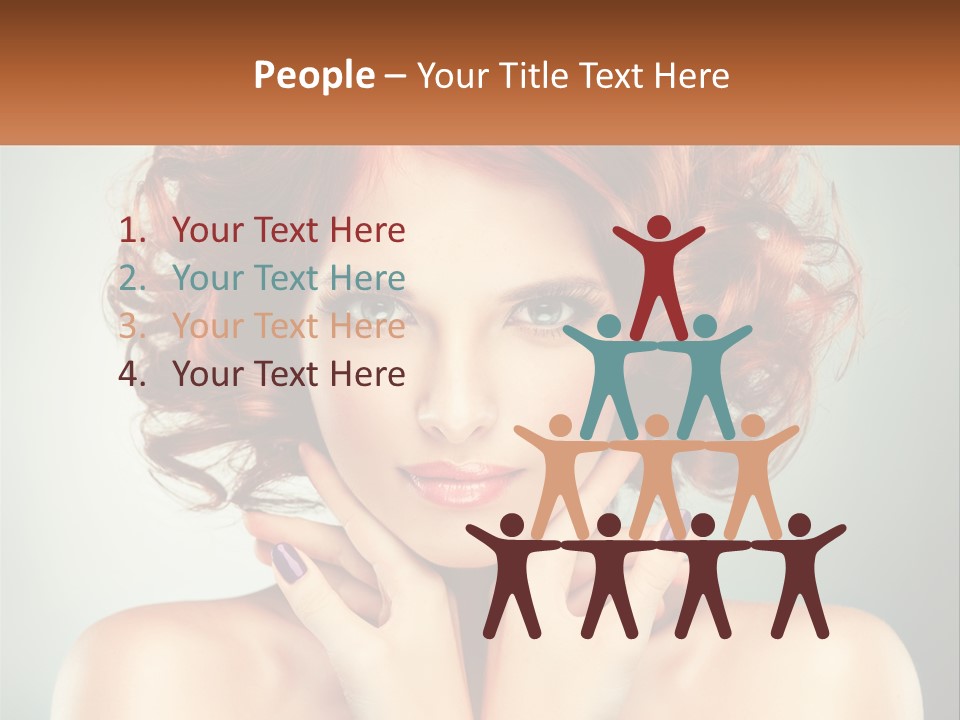 A Beautiful Woman With Red Hair And Blue Eyes PowerPoint Template
