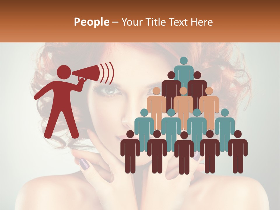 A Beautiful Woman With Red Hair And Blue Eyes PowerPoint Template