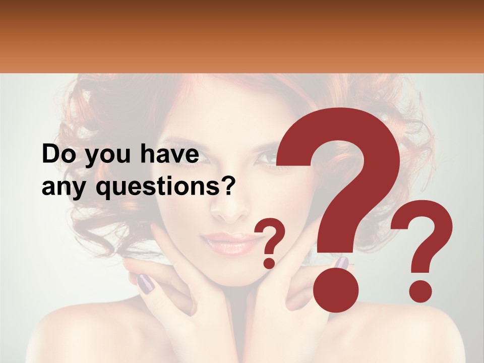 A Beautiful Woman With Red Hair And Blue Eyes PowerPoint Template