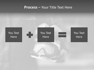 A Man Wearing A Helmet With Goggles On His Face PowerPoint Template