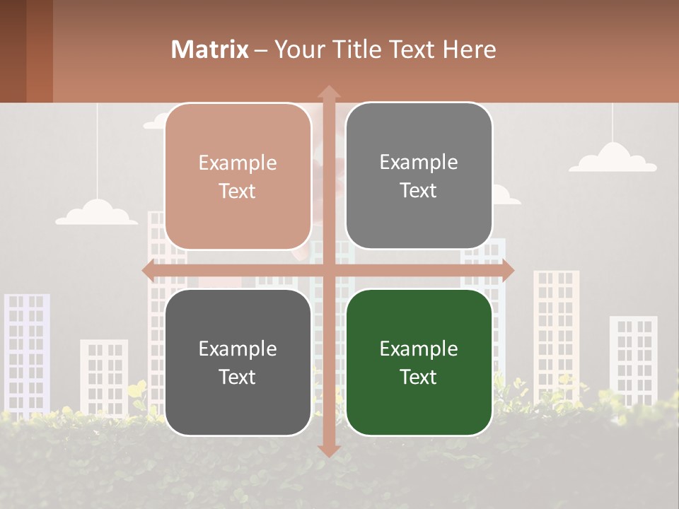 A Hand Reaching For A Building With Clouds Above It PowerPoint Template