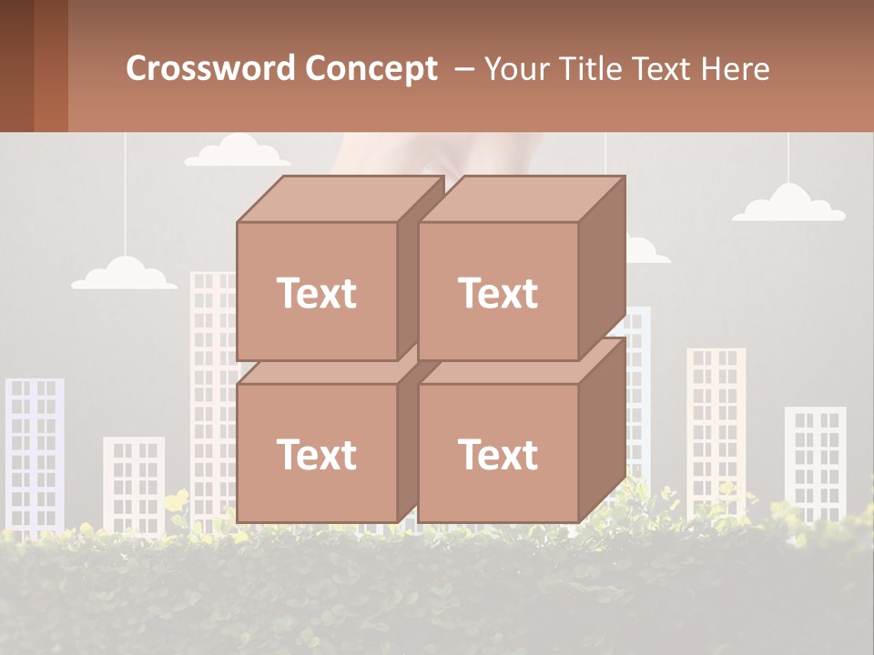 A Hand Reaching For A Building With Clouds Above It PowerPoint Template