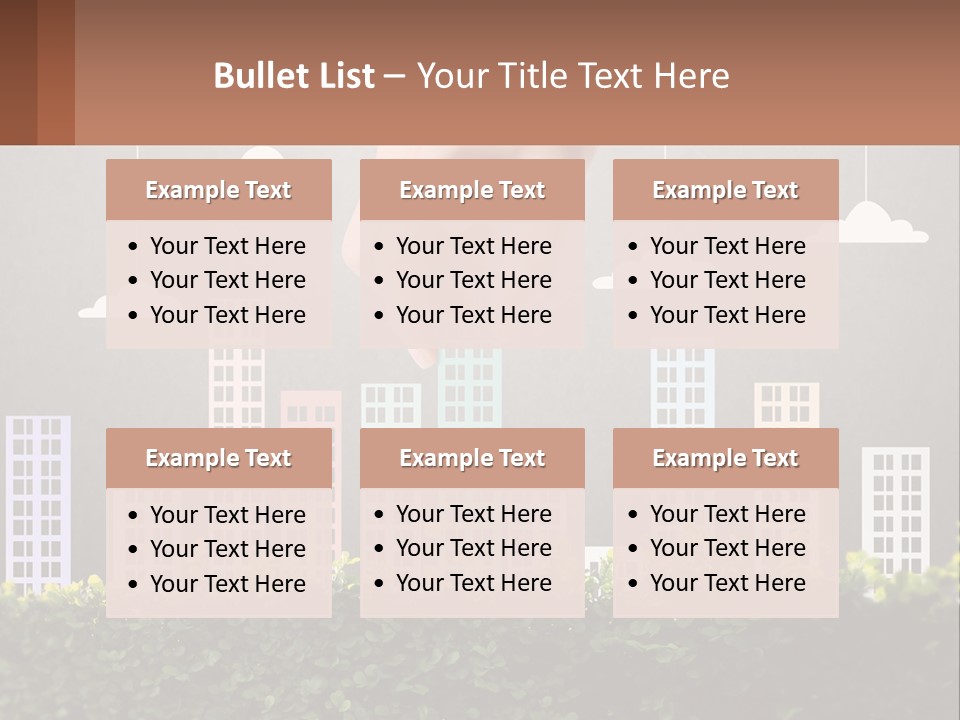 A Hand Reaching For A Building With Clouds Above It PowerPoint Template