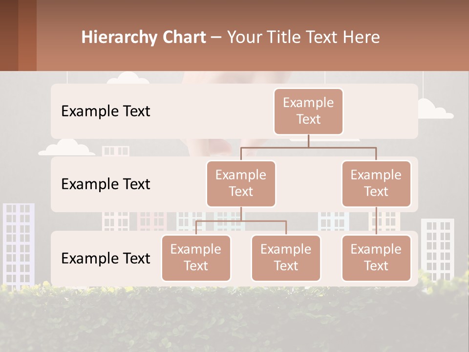 A Hand Reaching For A Building With Clouds Above It PowerPoint Template
