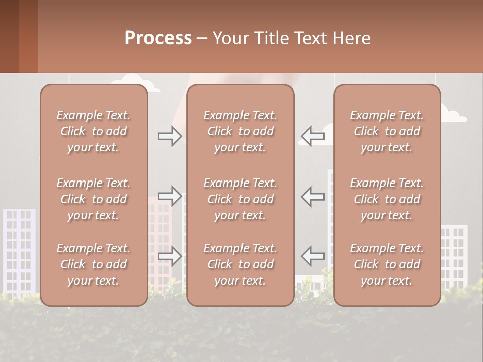 A Hand Reaching For A Building With Clouds Above It PowerPoint Template