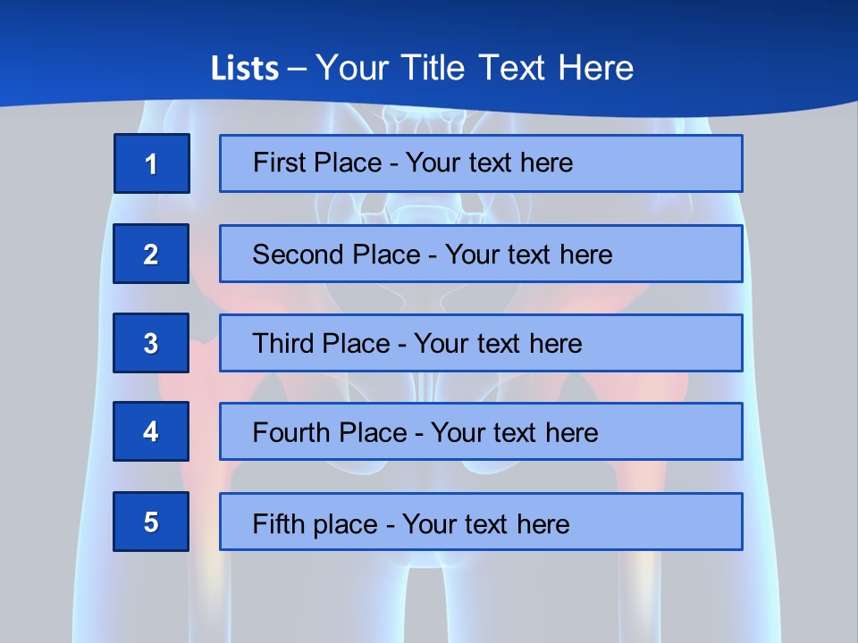 A Medical Powerpoint Presentation With A Highlighted Image Of A Man's Hip PowerPoint Template