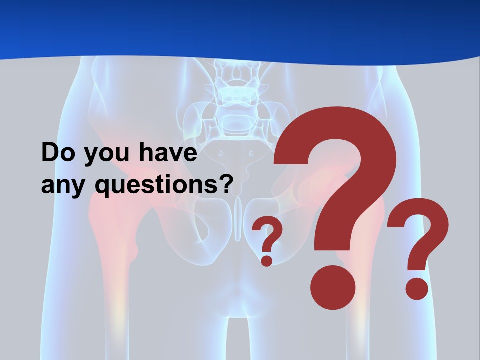 A Medical Powerpoint Presentation With A Highlighted Image Of A Man's Hip PowerPoint Template