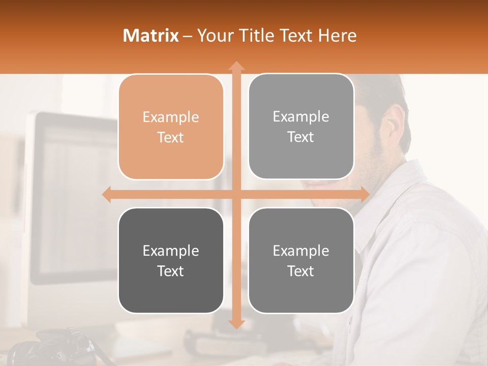 A Man Sitting At A Desk In Front Of A Computer PowerPoint Template