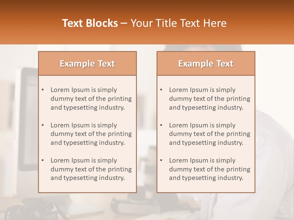 A Man Sitting At A Desk In Front Of A Computer PowerPoint Template