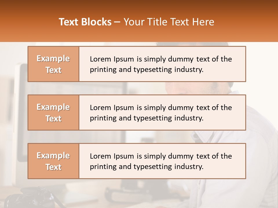 A Man Sitting At A Desk In Front Of A Computer PowerPoint Template