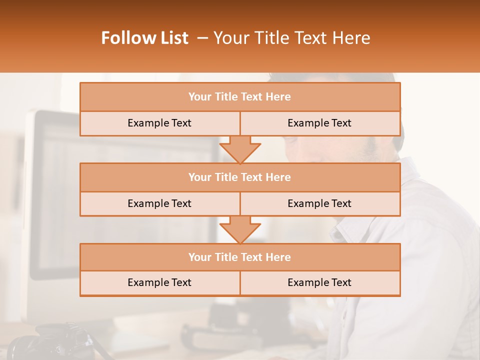 A Man Sitting At A Desk In Front Of A Computer PowerPoint Template