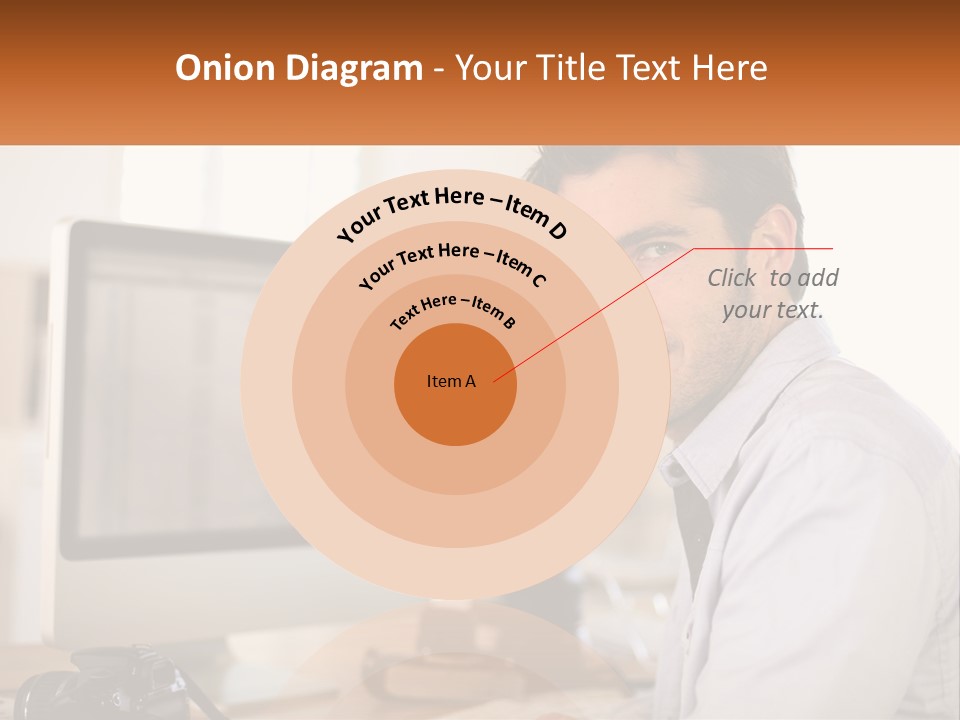 A Man Sitting At A Desk In Front Of A Computer PowerPoint Template