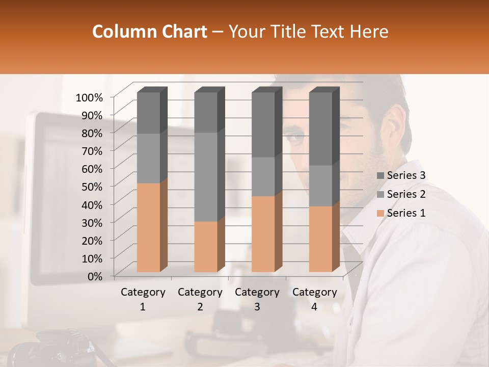 A Man Sitting At A Desk In Front Of A Computer PowerPoint Template