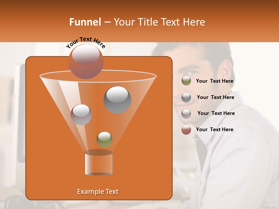 A Man Sitting At A Desk In Front Of A Computer PowerPoint Template