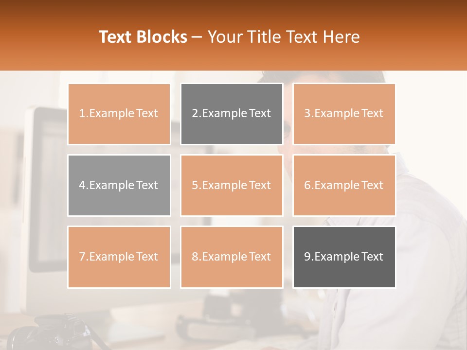A Man Sitting At A Desk In Front Of A Computer PowerPoint Template