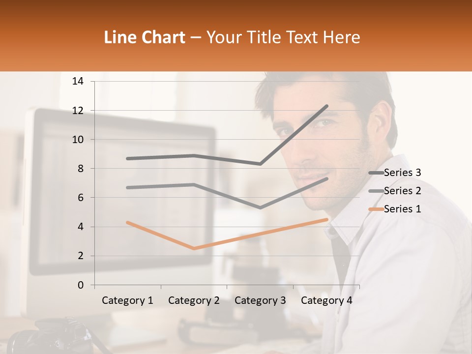 A Man Sitting At A Desk In Front Of A Computer PowerPoint Template