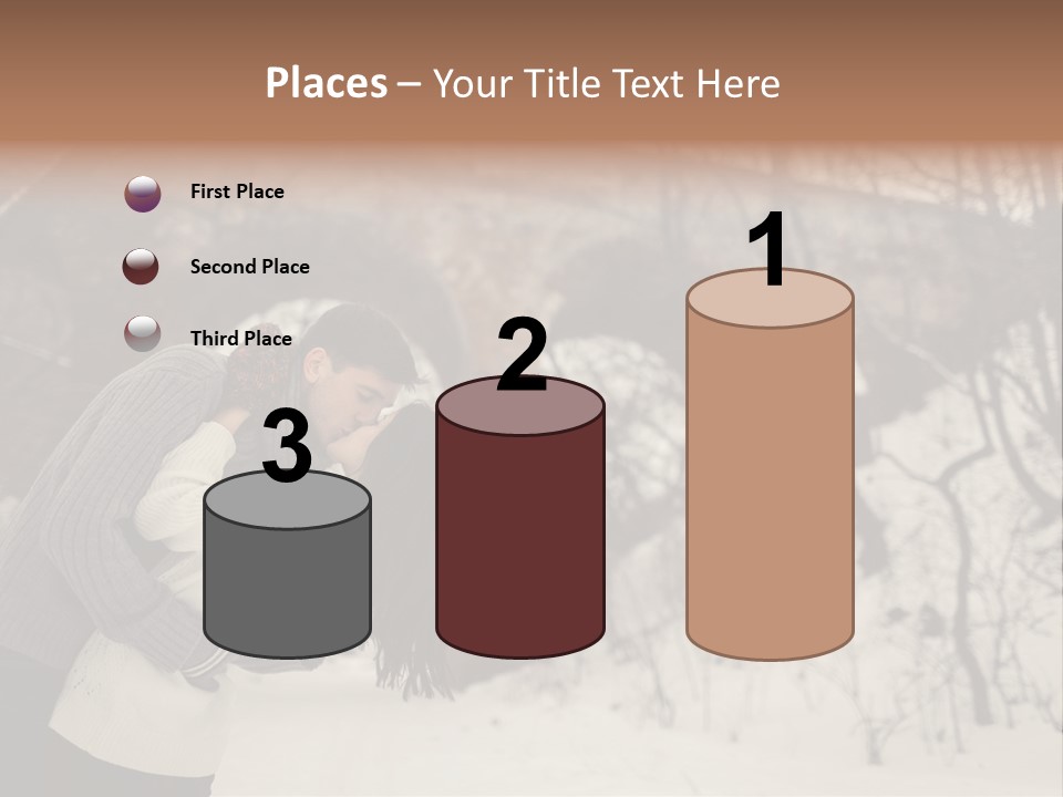 A Man And Woman Kissing In Front Of A Bridge PowerPoint Template