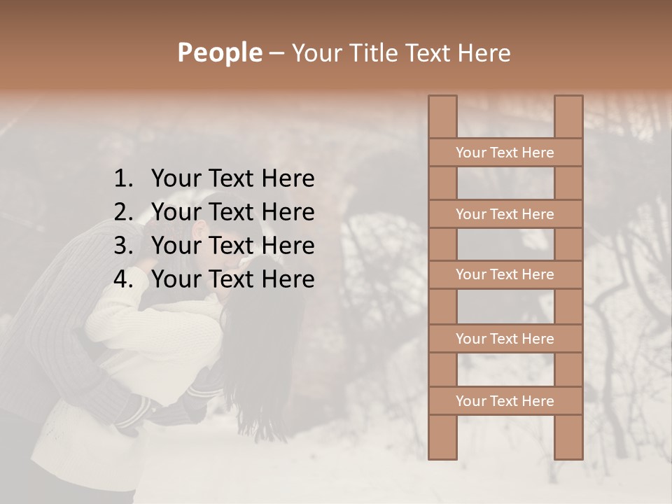 A Man And Woman Kissing In Front Of A Bridge PowerPoint Template