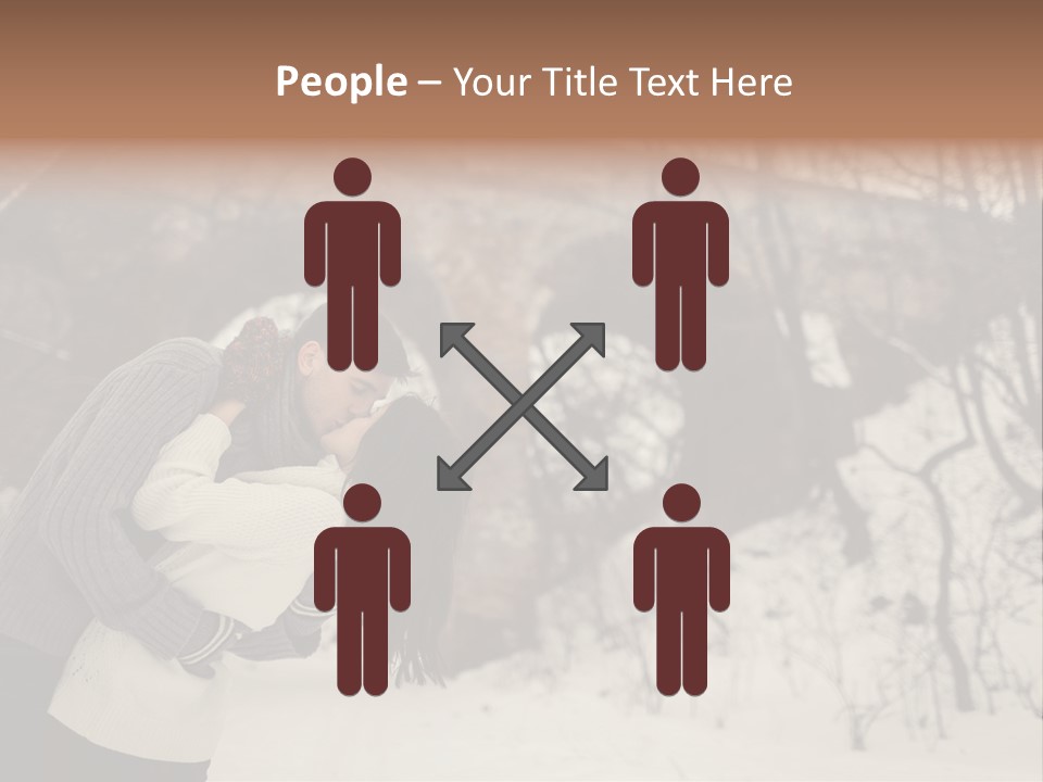 A Man And Woman Kissing In Front Of A Bridge PowerPoint Template