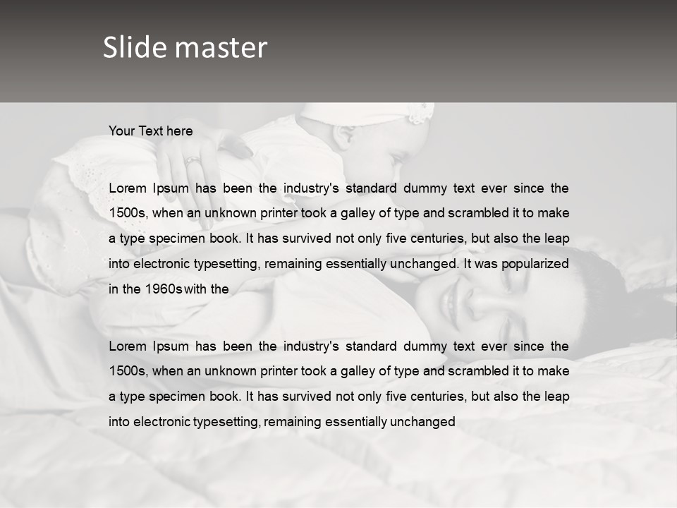 A Woman Laying On Top Of A Bed Holding A Baby PowerPoint Template