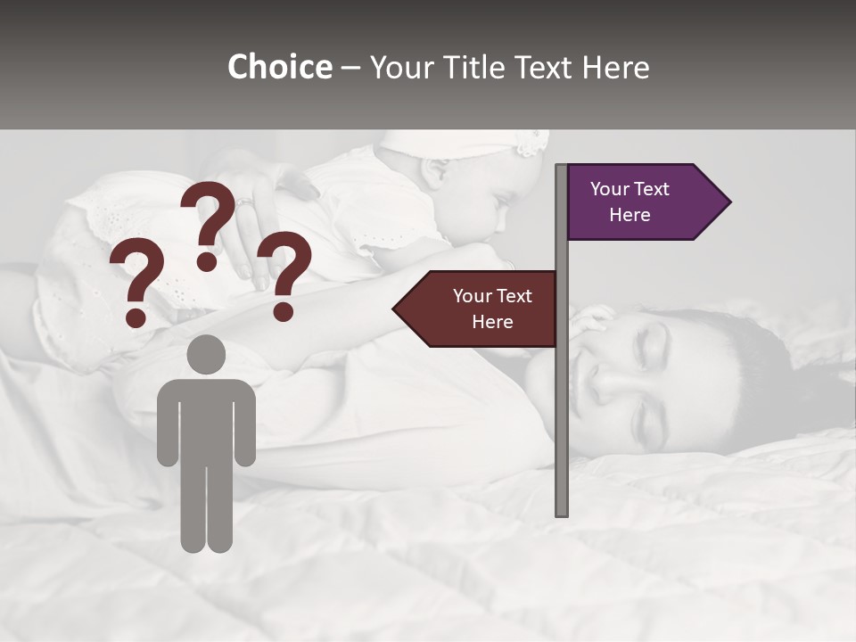 A Woman Laying On Top Of A Bed Holding A Baby PowerPoint Template