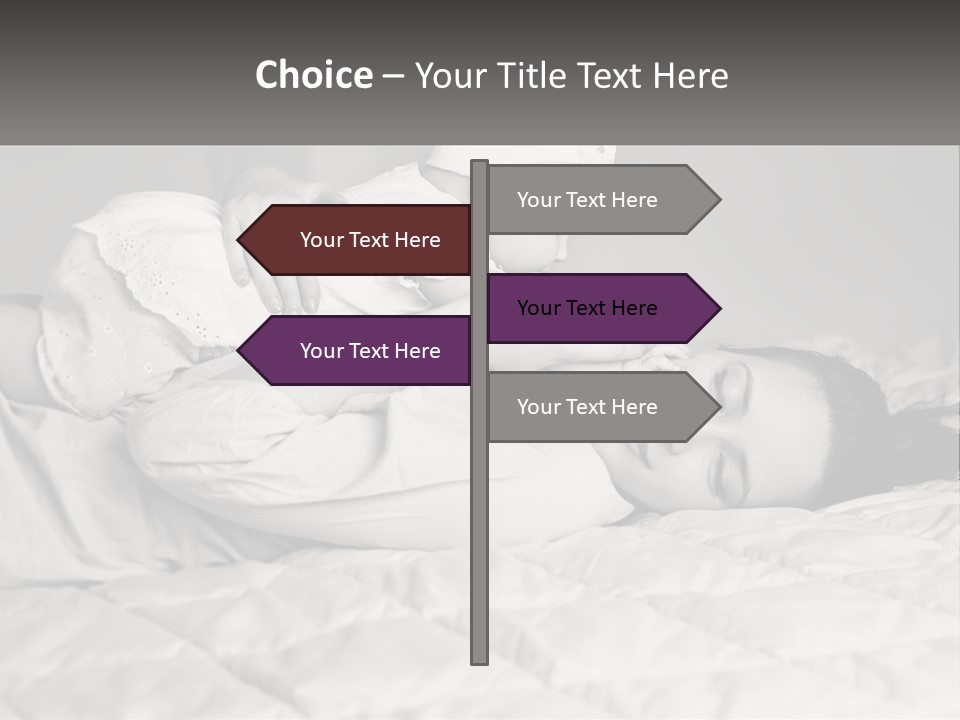 A Woman Laying On Top Of A Bed Holding A Baby PowerPoint Template