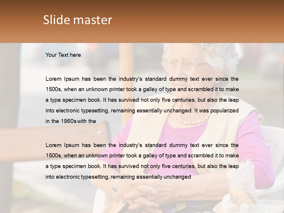 A Woman Sitting On A Bench With Her Hands Folded PowerPoint Template