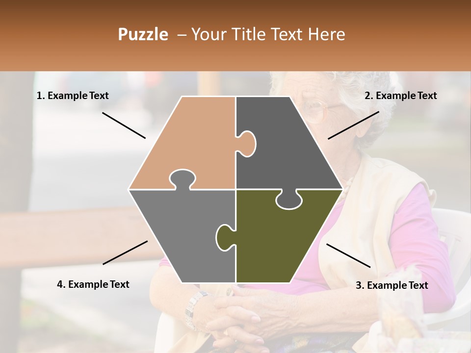 A Woman Sitting On A Bench With Her Hands Folded PowerPoint Template