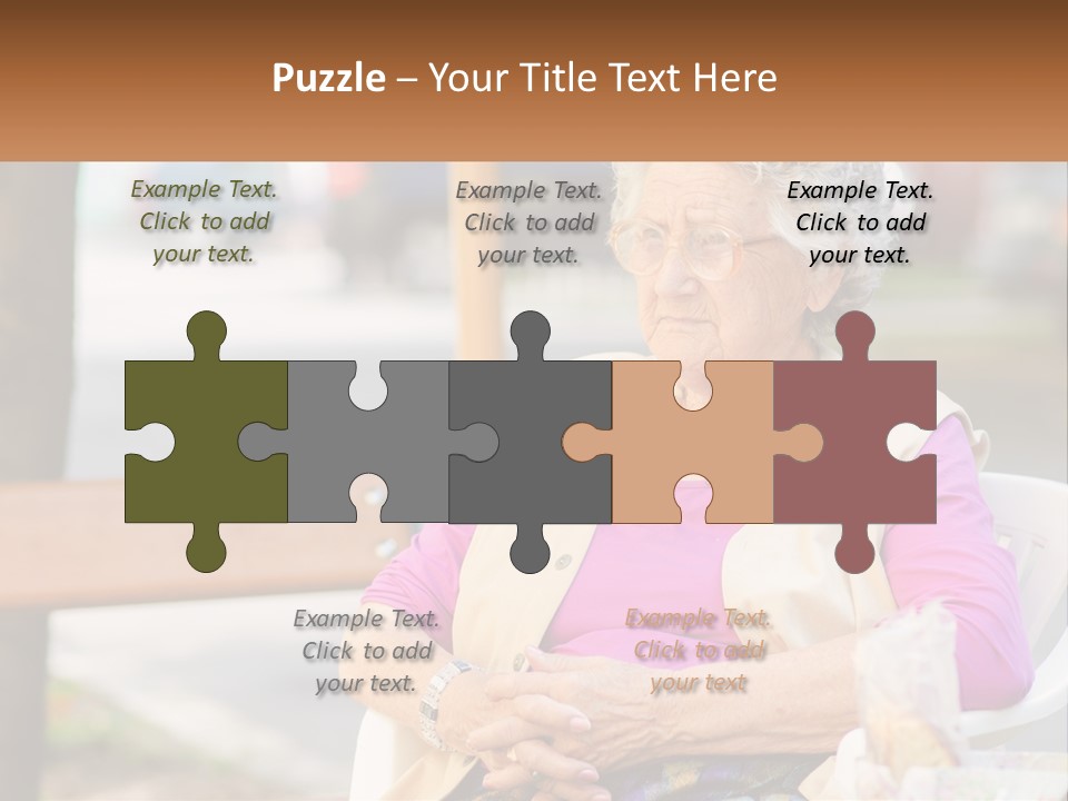 A Woman Sitting On A Bench With Her Hands Folded PowerPoint Template