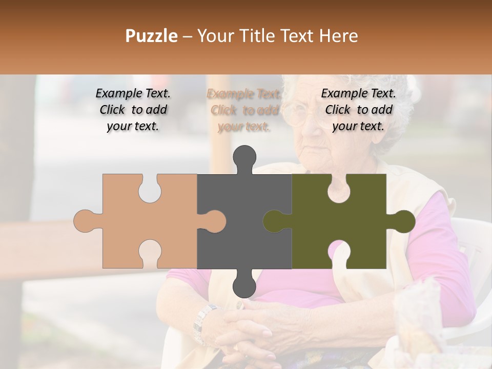 A Woman Sitting On A Bench With Her Hands Folded PowerPoint Template